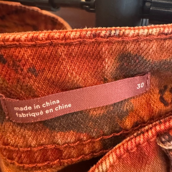 Anthrpologie Pilcro Orange Distressed & Patterned Straight Leg Pants - Picture 9 of 12